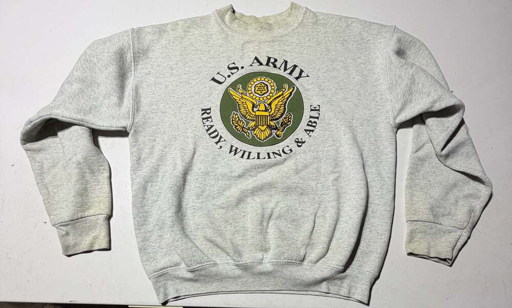 VTG Fruit of the Loom U.S. Army Ready Willing & Able Sweatshirt Size Large
